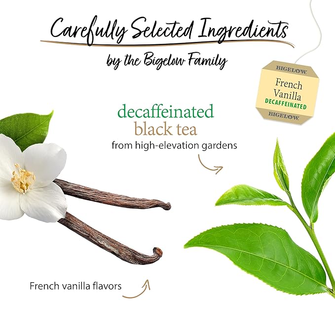 Bigelow Tea Decaffeinated French Vanilla Black Tea, Decaf Tea with French Vanilla, 20 Count Box (Pack of 6), 120 Total Tea Bags - Bloomnest