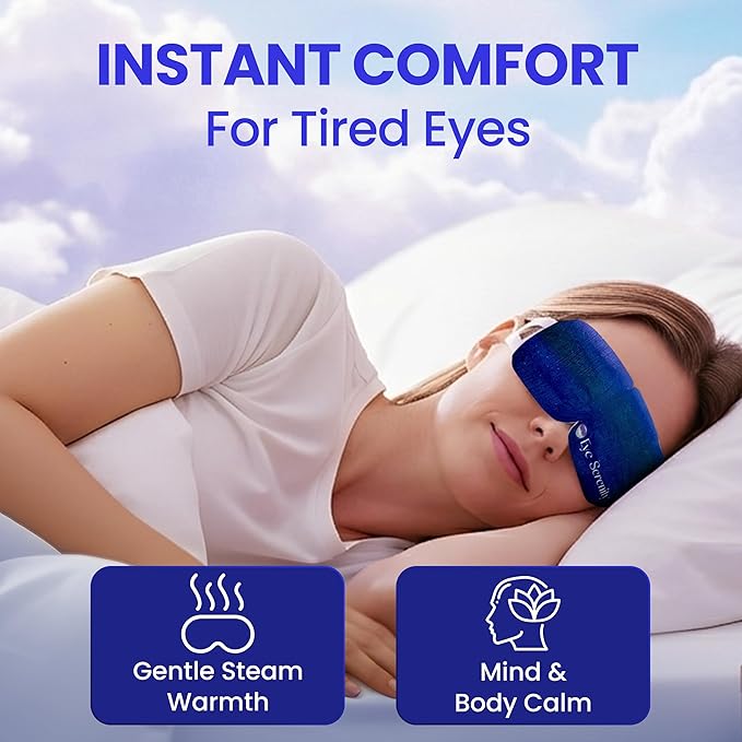Steam Eye Mask by Eye Serenity Self-Heating Warm Compress, 30-Pack, Unscented, Dry Eye Relief, Perfect for Self-Care, Ideal for Office, Travel & Nightly Relaxation, Calm Sleep - Bloomnest
