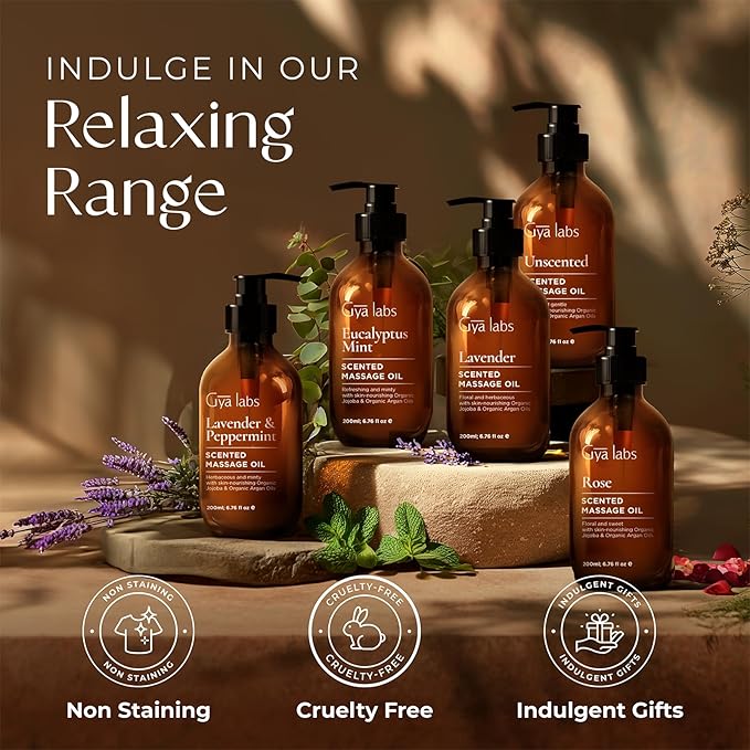 Gya Labs Soothing Massage Oil - 6.76 Fl Oz - Non-Greasy Formula for Sore Muscles, Deep Relaxation & All Skin Types - Suitable for Men & Women - Bloomnest