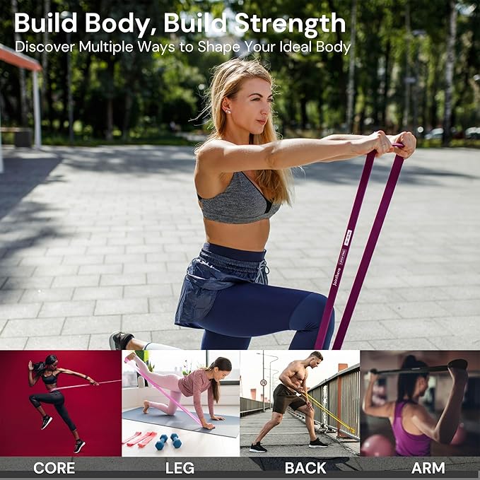 Premium Latex Free Resistance Bands for Working Out - Set of 5 + Carrying Bag | Non Latex Pull Up Loop Workout Bands Resistance for Women and Men | Stretching, Exercise and Muscle Training - Bloomnest