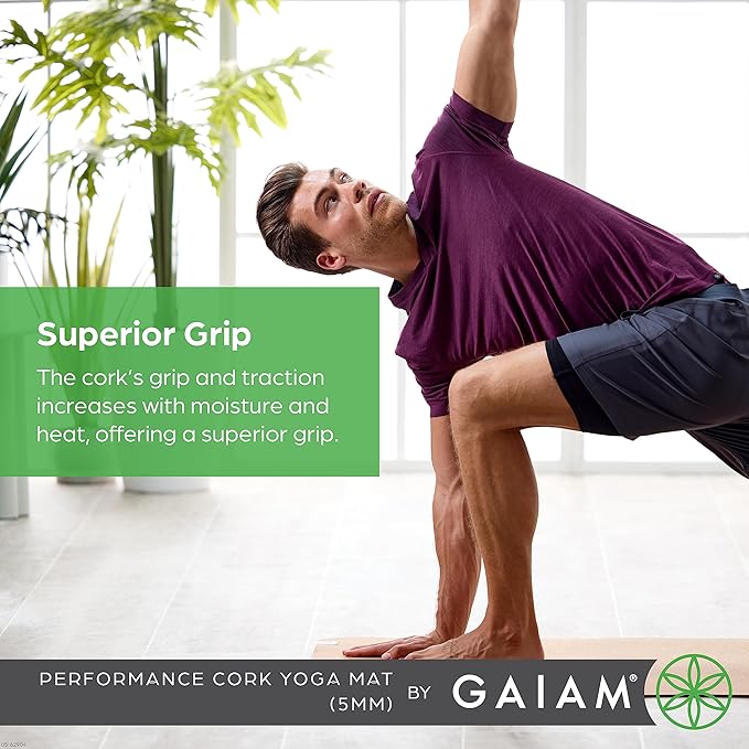 Gaiam Yoga Mat - Premium 5mm Solid Thick Non Slip Exercise & Fitness Mat for All Types of Yoga, Pilates & Floor Workouts (68" x 24" x 5mm) - Bloomnest