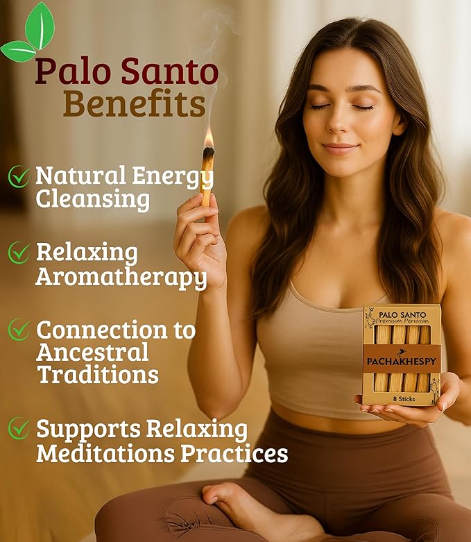 Authentic Premium Palo Santo from Peru 8 Pack of Natural Holy Wood Hand Harvested Smudging Sticks for Home Fragrance Energy Cleansing Meditation Spiritual Rituals Anti Stress Wellness Incense