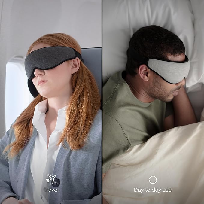 Ostrichpillow Eye Mask, Sleep Mask for Men Women 100% Blackout, No Pressure On Eyes, Soft & Breathable, Adjustable Fit, Travel Bag Included - Bloomnest