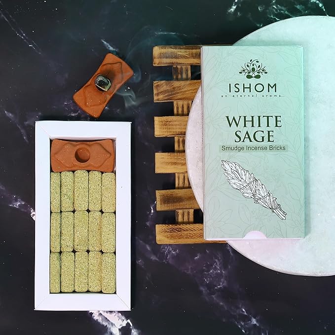 Smudge Incense Bricks 45 Pack Combo - Palo Santo, White Sage, Sandal Oudh for Cleansing Negative Energy & Protection - Yoga Meditation Aromatherapy - Perfect Sage Sticks Alternative AROVATIKA