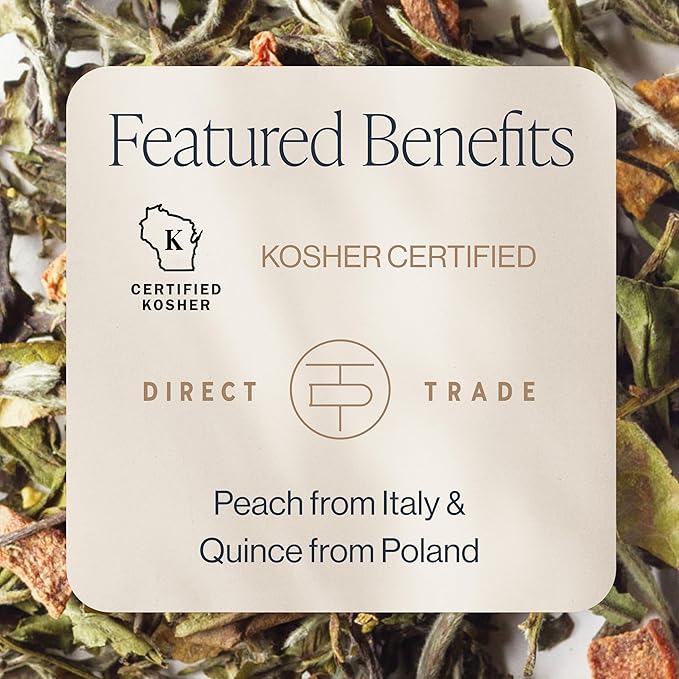 Rishi Tea Peach Blossom White Herbal Blend - Organic & Low Caffeine Loose Leaf Tea - 8.81 Ounces, 32+ Servings - Bloomnest