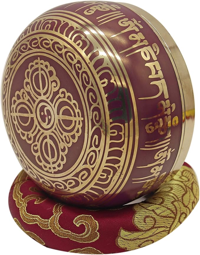 KHUSI Seven Chakra Tibetan Singing Bowls Set, Crown Chakra Bowl, Purple, Hand-painted, Meditation Practice - Bloomnest