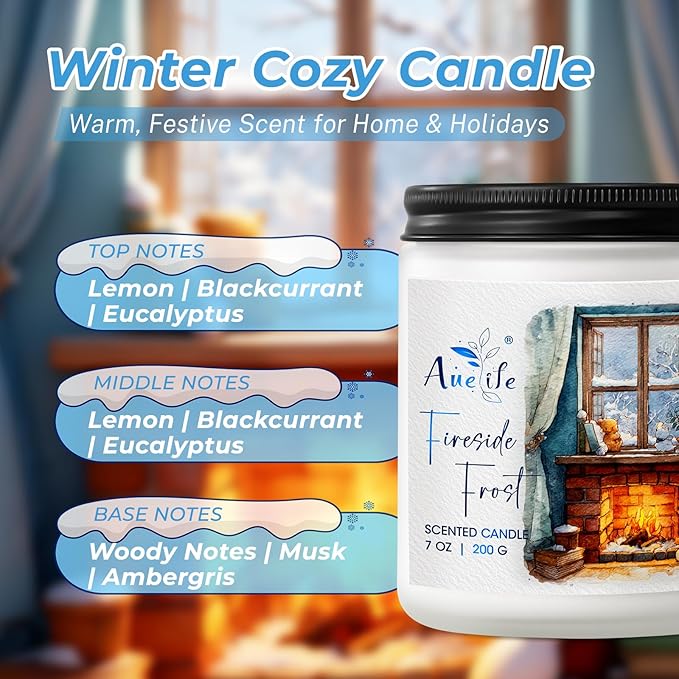 Winter Candles | Eucalyptus & Cedar Scented Soy Candle - Winter Aromatherapy Candles for Relaxing Home Décor, Cozy Holiday Gift for Women & Men, Long Lasting Clean Burn Candle - Bloomnest
