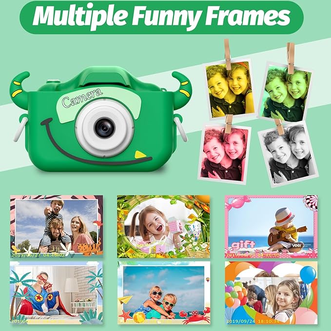 Goopow Kids Camera Toys for 3-8 Year Old Girls Boys,Children Digital Video Camcorder Camera with Cartoon Soft Cover, Best Chritmas Birthday Festival Gift for Kids - 32G SD Card Included - Bloomnest