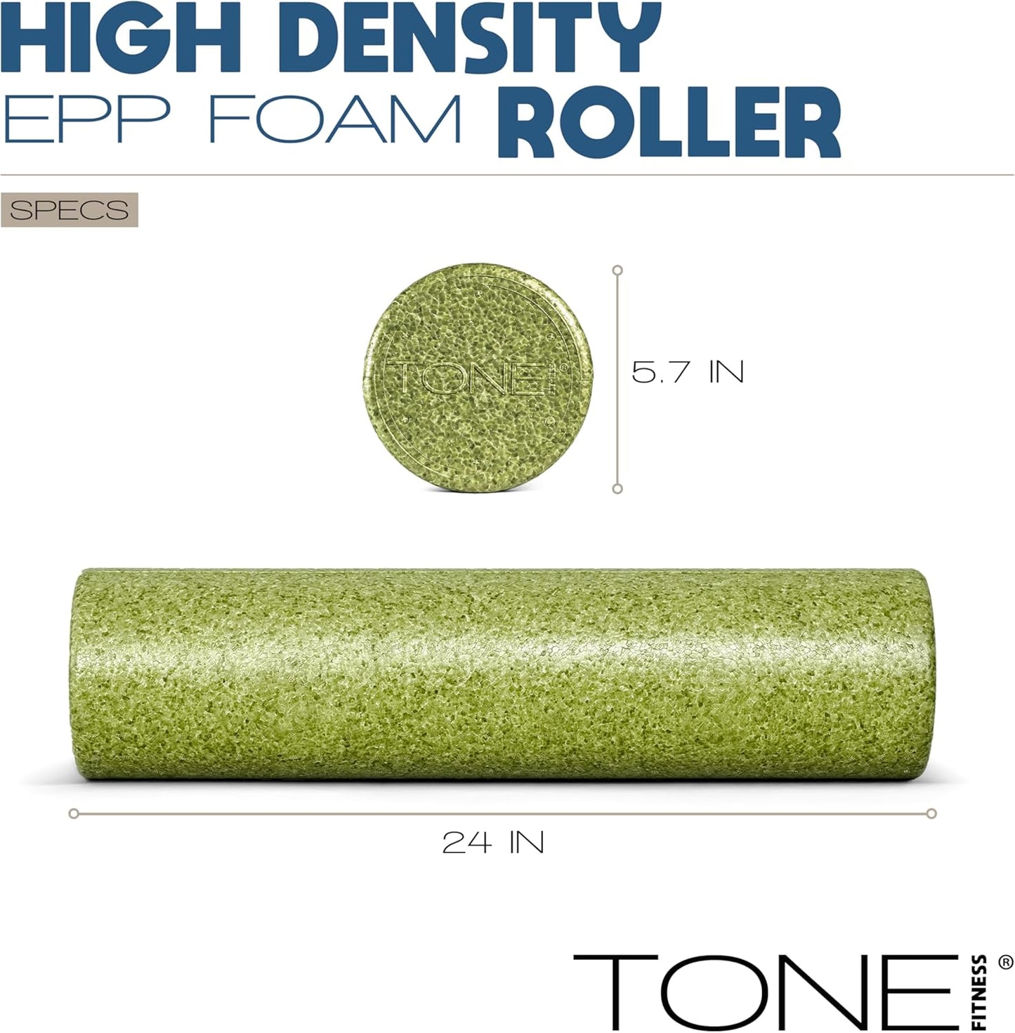 Tone Fitness High Density EPP Foam Exercise Foam Roller for Yoga, Pilates, Stretching, Massage, and Recovery | Multiple Sizes and Colors