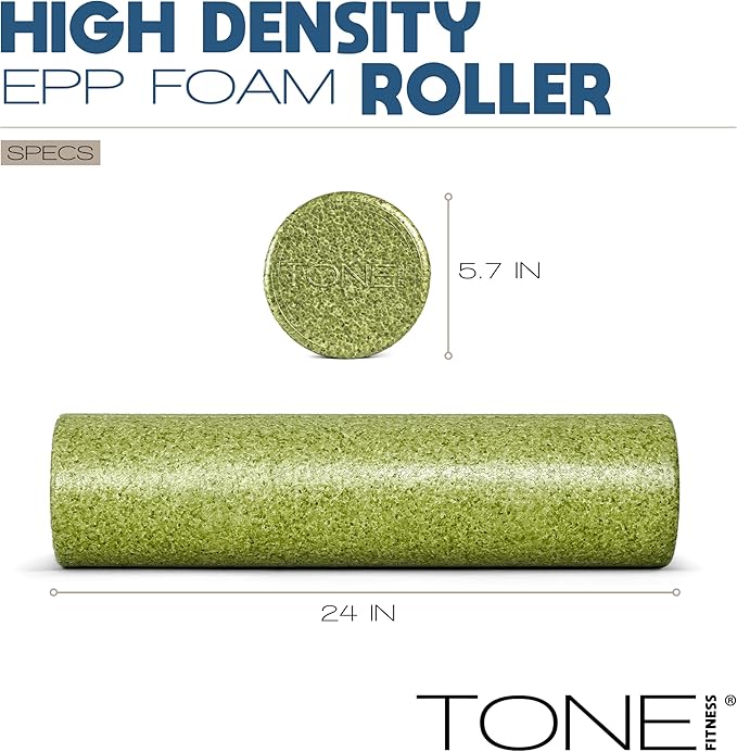 Tone Fitness High Density EPP Foam Exercise Foam Roller for Yoga, Pilates, Stretching, Massage, and Recovery | Multiple Sizes and Colors - Bloomnest