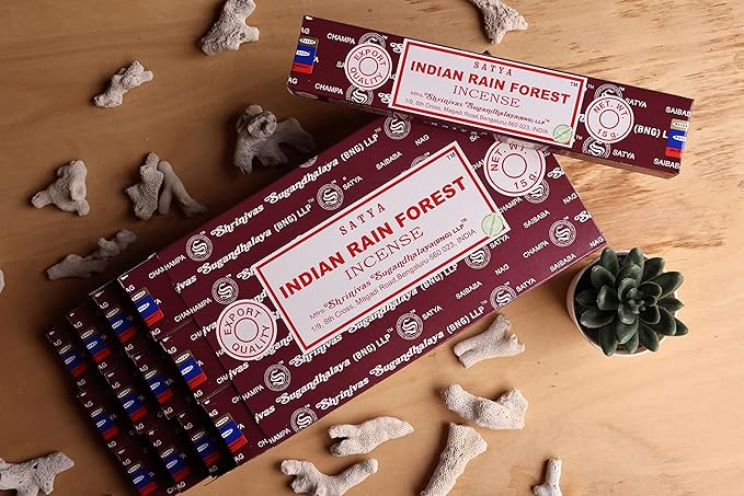 EARTH Satya Indian Rain Forest Incense Sticks 15 GMS (Pack of 12) (Green Certified) Indian Perfumed Hand Rolled Agarbatti Perfect for Worship,Relaxation, Medication. Earth