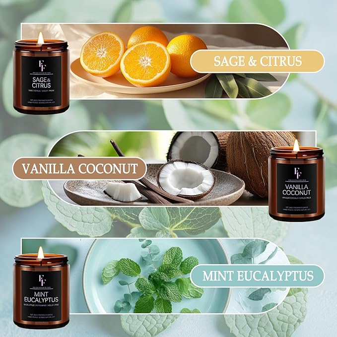 Scented Candles Set, Soy Wax Candles 6 Pack 42 Oz Aromatherapy Candles Gift Set for Women Men (Sage/Vanilla/Lemon/Sandalwood/Mint/Rose - Bloomnest