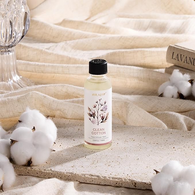 Airkeep Reed Diffuser Oil Refill/Clean Cotton/3.38oz（100ml/1 Pack/Scented Oil Refill for Reed Diffuser Home Fragrance for Bedroom, Bathroom Office Home Decor - Bloomnest
