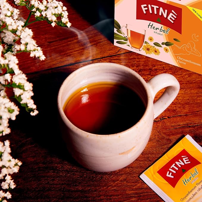 FITNÈ Chrysanthemum Herbal Tea Senna Infusion Smooth Mild Soothing Beverage Natural Gentle Detox Cleanse No Calories Caffeine Free, 15 Tea Bags - Bloomnest