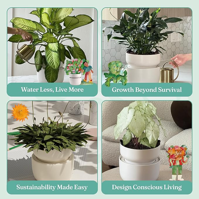Tendril The SWAP+ Self-Watering Planter | 10" Ceramic Indoor Pot with Air-Pruning Liner, Tools & Repotting Mat - Bloomnest