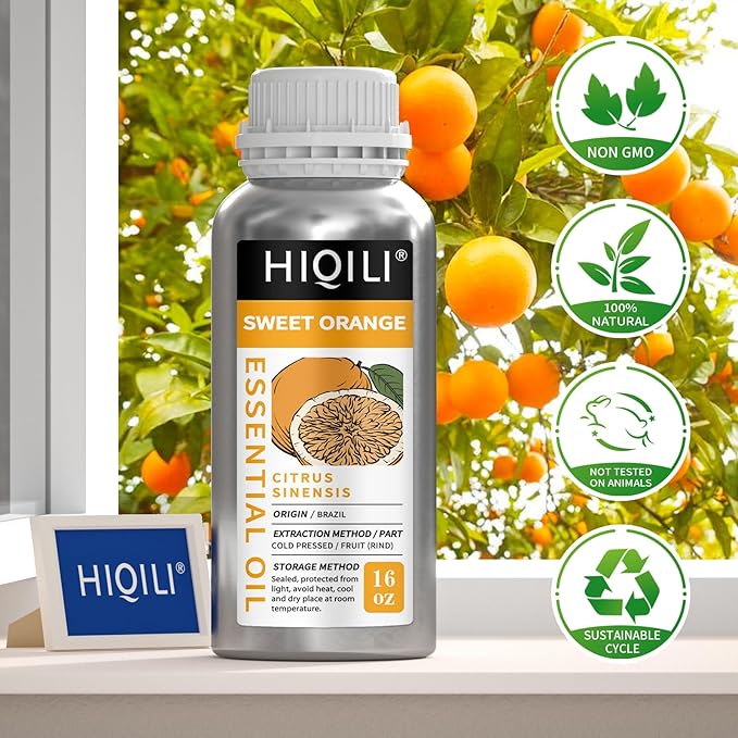 HIQILI 16 Fl Oz Orange Essential Oil, Pure and Natural for Diffuser, Skin - 500ML - Bloomnest