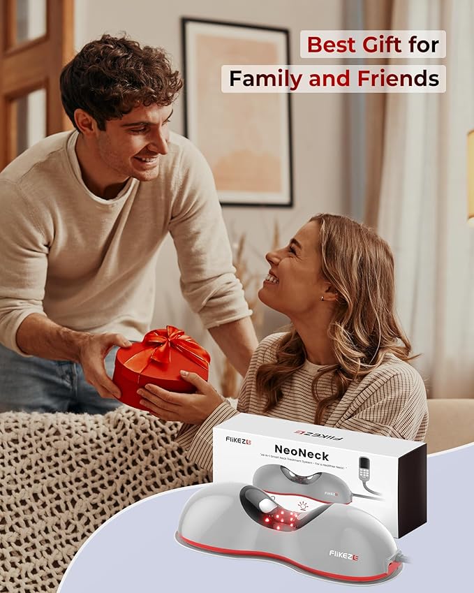Heated Neck Stretcher with Red Light Therapy, Wireless Cervical Traction Device for TMJ Pain Relief and Shoulder Relaxer, Neck Traction Massager Pillow for Home/Office Used - Bloomnest