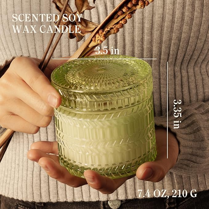 Sage Citrus Scented Candles, Crackling Wood Wick Soy Candle, 7.4 oz Natural Candles Non Toxic, 55 Hours Clean Burn | Aromatherapy Candle | Gift-Ready for Hosts & Gatherings - Bloomnest