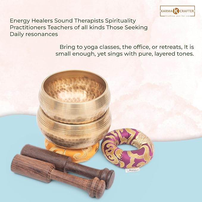 Tibetan Singing Bowl Set - Authentic Cuencos Tibetanos for Sound Healing, Meditation & Chakra Balancing - Includes Cushion, Mallet-Unique Spiritual Gifts for Men and Women (2 Chakra Set) LNYSI