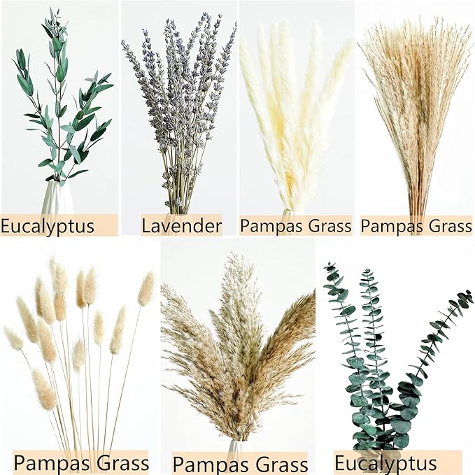 Green Pampas Grass Boho Bouquet – Exquisite Lavender and Eucalyptus Dried Flower Arrangements for Western Boho Decor – Rustic Flowers for Your Bohemian Home, Bedroom, and Wedding Table Décor - Bloomnest