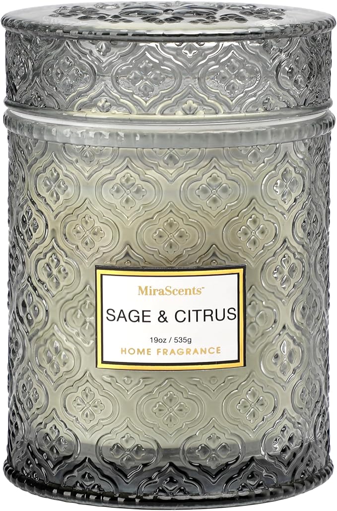 Sage & Citrus Scented Candles, Large Natural Soy Candle, 88 Hours Burning Time, Decorative Candles in Glass, Aromatherapy Candle Gift for Women, 19oz - Bloomnest