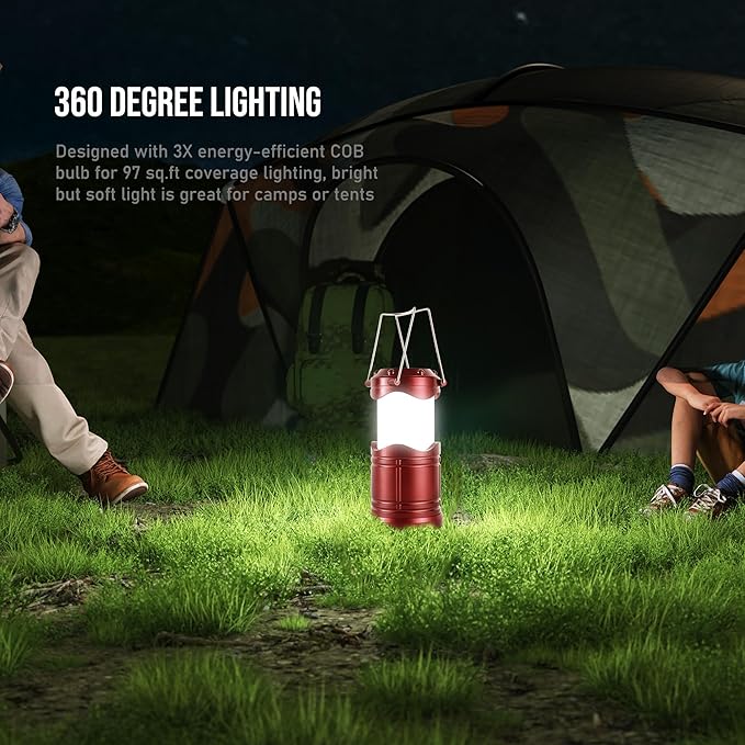 Lichamp LED Camping Lantern, 4 Pack Battery Powered Flashlight for Power Outages, Portable Collapsible Hanging Light Essential for Home, Outdoor, Emergency Lamp Survival Kit Gear for Hurricane,B4BD - Bloomnest