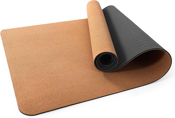 Premium Cork Yoga Mat 1/4 & 2/5 Inch Thick 72 x 26 in, Thick Cork and TPE Non Slip Yoga Mats for Women Men, Sweat Proof Eco-friendly, Great for Hot Yoga & Workouts - Bloomnest