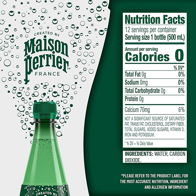 Maison Perrier Unflavored Sparkling Water, 16.9 FL OZ Plastic Water Bottle (12 count) - Bloomnest
