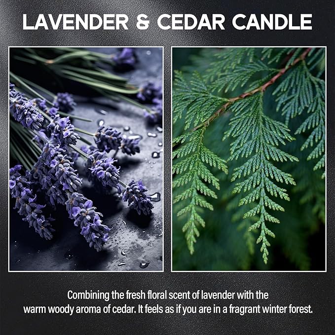 Lavender＆Cedar Candle, 9oz Scented Candle for Men, Scented Candles for Home, Soy Candle Gifts for Men, Personalized Blessing Minimalist Men's Scented Candle - Bloomnest