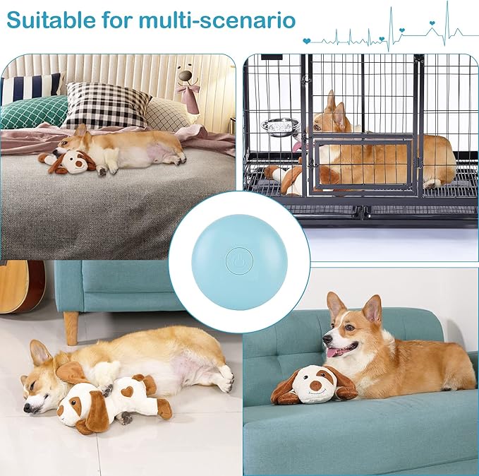 Heartbeat Dog Toy for Puppy- Helps for Dog Anxiety Relief and Calming Aid, Stuffed Animal Anxiety Calming Behavioral Aid Puppy Heartbeat Toy Sleep aid for Dogs Cats Pets - Bloomnest