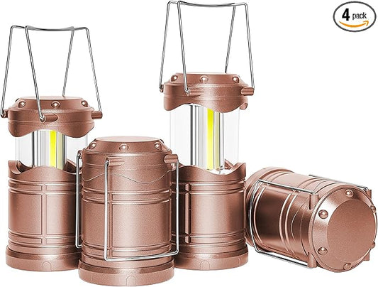 Lichamp LED Camping Lantern, 4 Pack Battery Powered Flashlight for Power Outages, Portable Collapsible Hanging Light Essential for Home, Outdoor, Emergency Lamp Survival Kit Gear for Hurricane,B4RG - Bloomnest