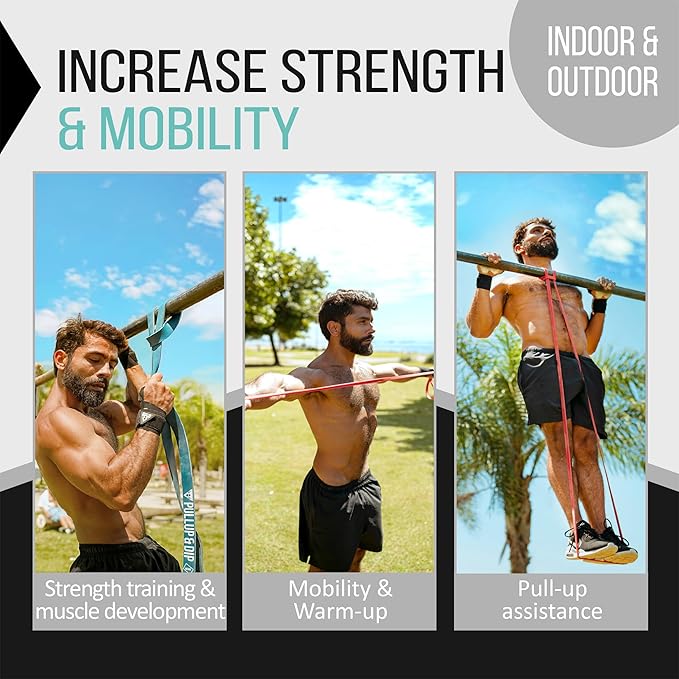PULLUP & DIP Fitness Bands, Resistance Bands with Bag, Door Anchor (with Sets) and Exercise Guide - Single & in Value Set, Pull-Up Band Fitness Band for Calisthenics - Bloomnest