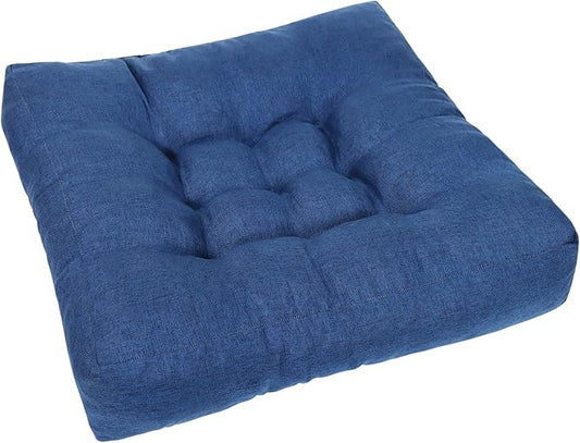 Navy Blue Square Floor Pillow Meditation Cushions, Large Floor Sitting 22"x22"x4.6", Tufted Cushions for Yoga Living Room Tatami Home Decor 1 Pack - Bloomnest