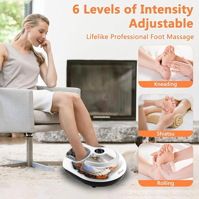 Foot Massager with Heat Shiatsu Foot Massager with Remote Deep Relief for Tired Muscles Electric Feet Massage Machine for Home and Office Gifts for Mom Dad White - Bloomnest