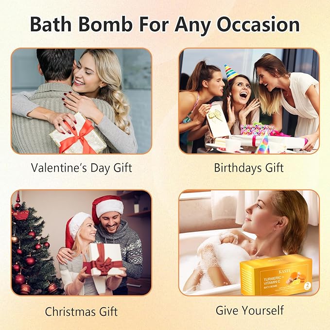 Bath Bombs Salt Balls,Turmeric Lemon Vitamin C Lemon Extract Essential Oils,Moisturizing Dry Skin,Fizzy Spa,Relaxation,Bubble Bath Bomb Gifts for Men Women