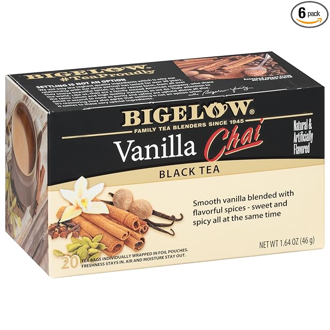 Bigelow Tea Vanilla Chai Black Tea, Caffeinated Tea, 20 Count (Pack of 6), 120 Total Tea Bags - Bloomnest