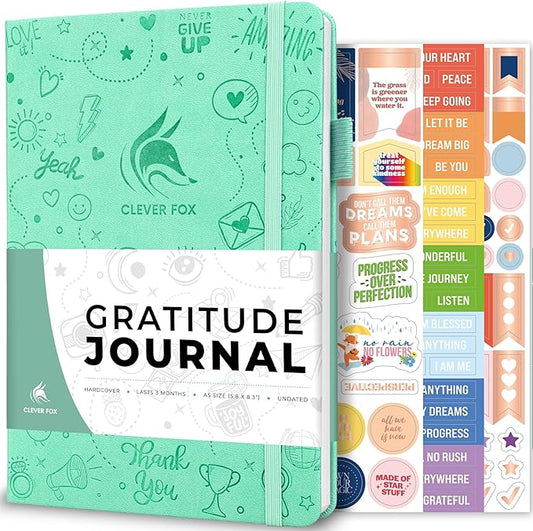 Clever Fox Gratitude Journal – Happiness, Positivity & Affirmation Daily Journal – Inspirational Daily Notebook – 3 Months, A5 (Mint)