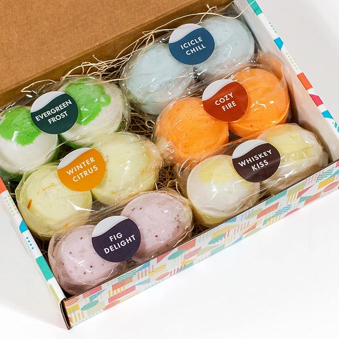 Variety Pack Bath Bombs, Winter Warmer Set, 2.5 oz, Support Refugee Employment in The USA - Bloomnest