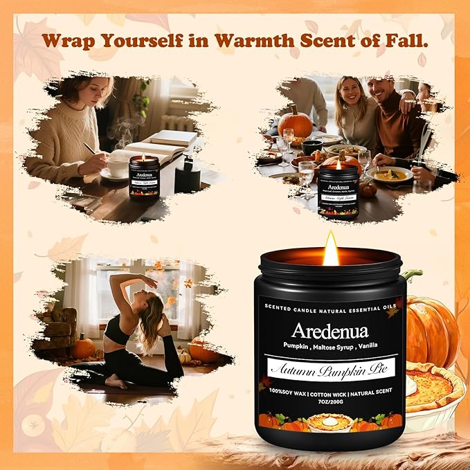 Pumpkin Pie Candle – Holiday Soy Candles for Thanksgiving | Warm Bakery Scented Candle | Cozy Winter Candles Gift for Home, Holiday Aromatherapy Christmas Gifts for Women Men - Bloomnest