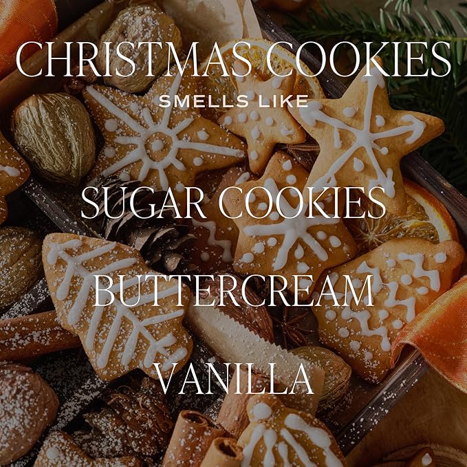 Sweet Water Decor Christmas Cookies Scented Candles - Christmas Stocking Stuffers Soy Candles Sugar Cookies Scent - Christmas Candles with 70 Hours Burn Time - 15Oz Green Matte Jar Wax Candles - Bloomnest