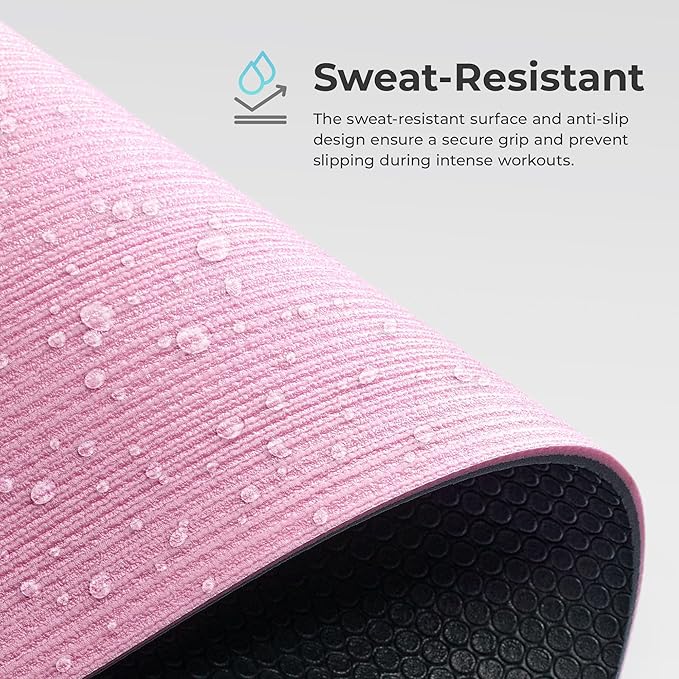 Sunny Health & Fitness Non-Slip Yoga Mat – Durable, Anti-Tear, Lightweight, Cushioned Support for Yoga, Pilates, Stretching Exercises, Meditation and Floor Workouts | Multiple Sizes & Colors - Bloomnest