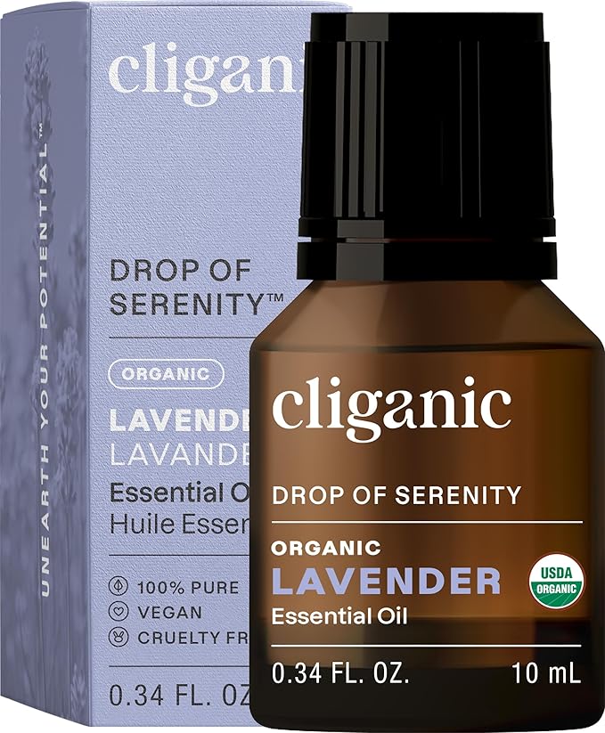 Cliganic Organic Lavender Essential Oil - 100% Pure Natural Undiluted, for Aromatherapy Diffuser | Non-GMO Verified (Packaging May Vary) Cliganic