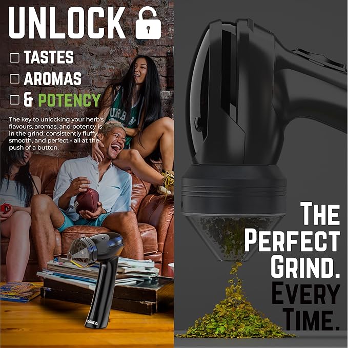 Mamba Lite 0.75g Black All-Plastic Head USB Electric Herb Grinder. Small Portable Herbal Machine & Spice Mill for the Kitchen - Bloomnest