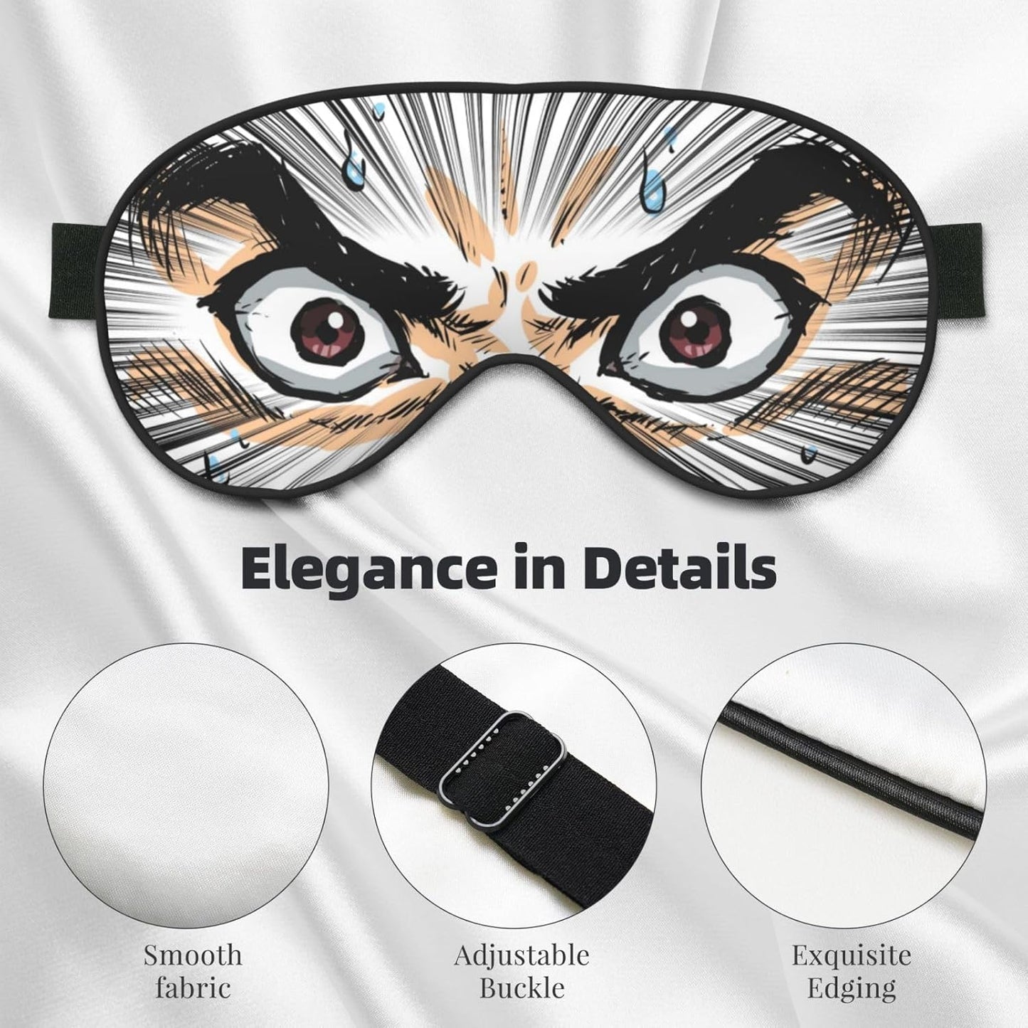 Sleep Eye Mask Cartoon Eyes Sleep Mask for Women Men Comfortable Eye Mask with Adjustable Strap Soft Eye Cover Blindfold for Travel Yoga Nap Shift Work