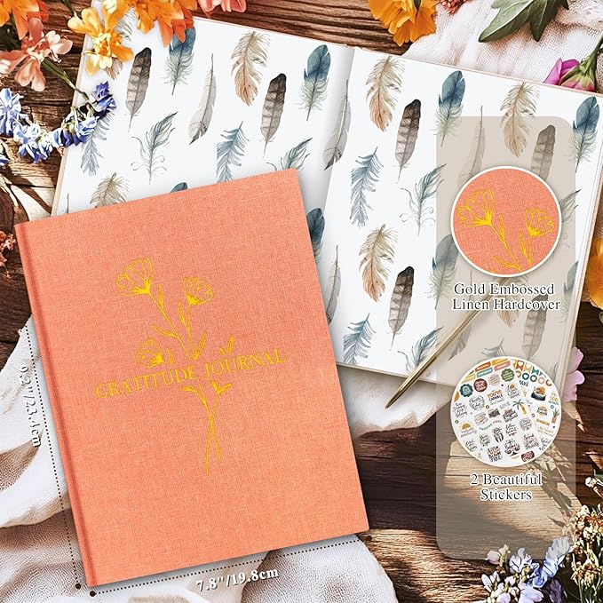 Lanpn Daily Gratitude Journal for Woman Men, The 5 Minute Gratitude Diary with Prompts, Linen Mindfulness Affirmation Positivity Planner, 156 Page Better Every Day Reflection Guided Notebook - Bloomnest