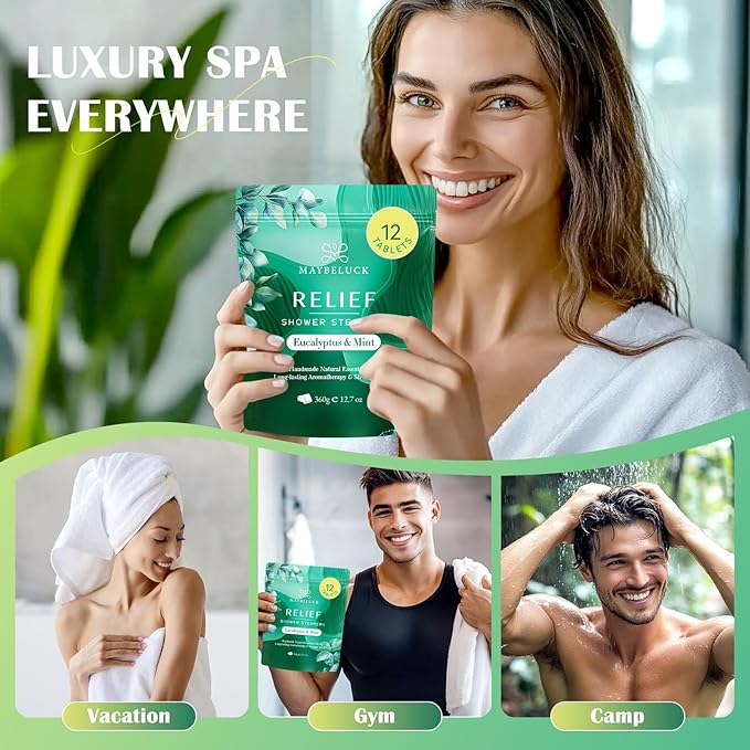 Eucalyptus Mint Shower Steamers 12 Pack - Eucalyptus for Shower, Aromatherapy Valentines Day Gifts for Women & Men, Made with Natural Ingredients & Essential Oil