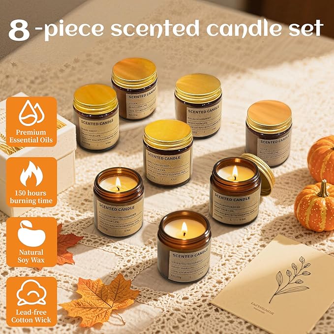 8 Pack Scented Candles Gift Set,Candle Gift for Women, Candle for Home Scented，Perfect Candles Gifts Set for Women, Mum Gifts, Birthdays, Weddings, Christmas, Yoga, Bath - Bloomnest