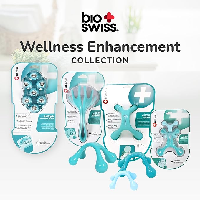 BioSwiss Claw Massage Roller, Handheld Muscle Massager with 5 Rotating Heads for Back, Legs, and Shoulder Bioswiss