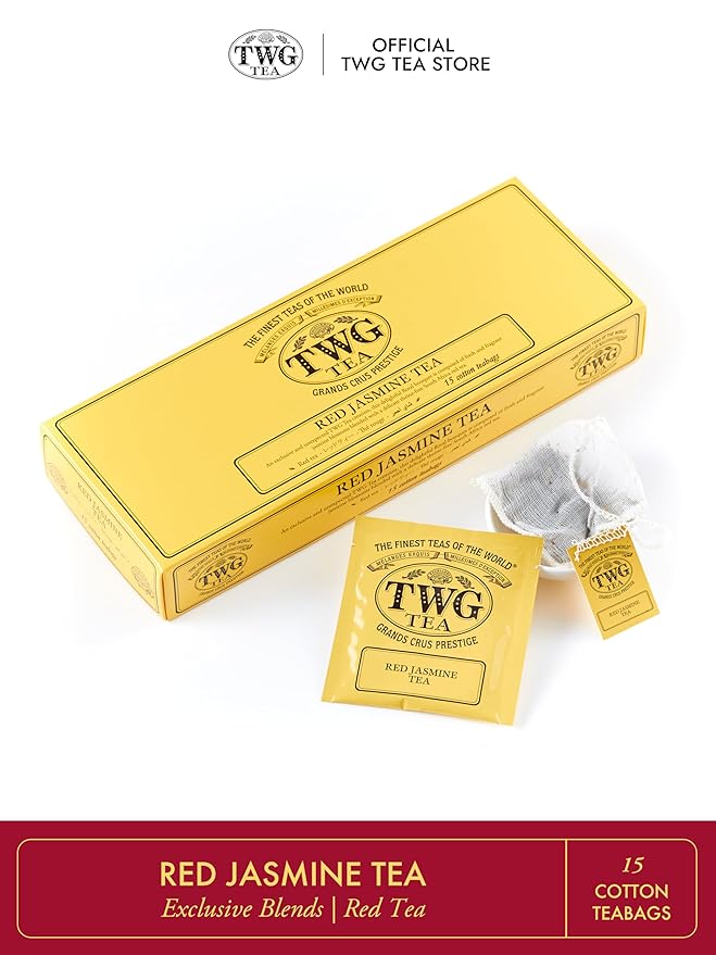 TWG Tea | Red Jasmine Tea | Rooibos Tea | Jasmine Flower | 15 Hand Sewn Cotton Teabags | Gift Set - Bloomnest