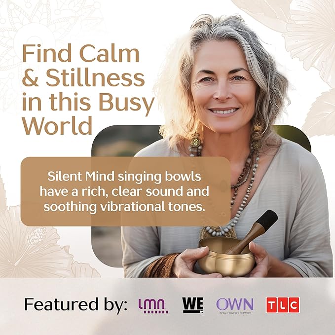 Tibetan Singing Bowl Set with Case – Authentic Plain Design – Complete Meditation Bowl Kit with Cushion, Mallet, Box & Guide – Perfect Tibetan Bell for Yoga, Relaxation, & Sound Healing - Bloomnest